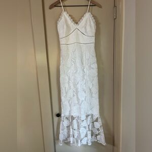 Butterfly lace fitted midi dress